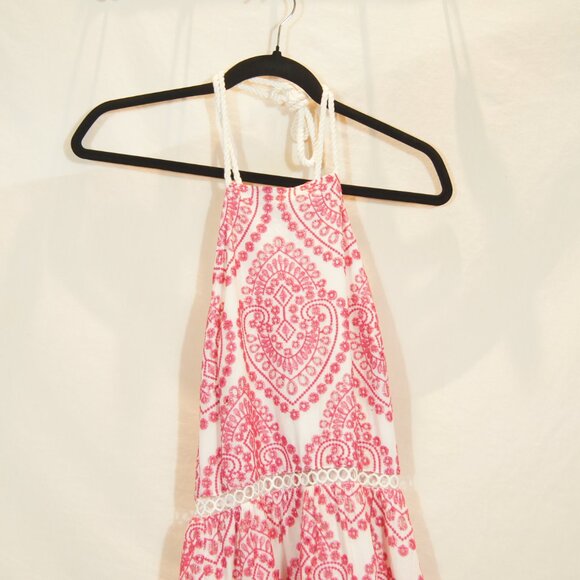 Adelyn Rae Pink White Paisley Tiered Maxi Dress Rope Strap Boho | Size XS - Picture 4 of 6